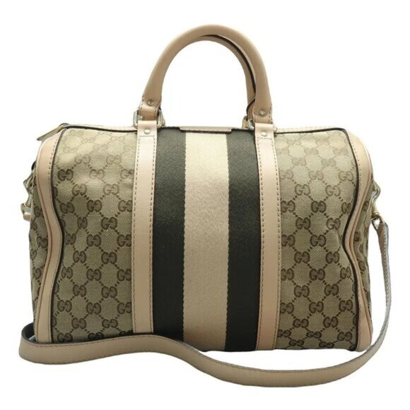 GUCCI Boston Brown Cloth Satchel 552-061925 - Picture 1 of 13